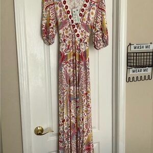 Floral V-Neck Maxi Dress - Multicolor